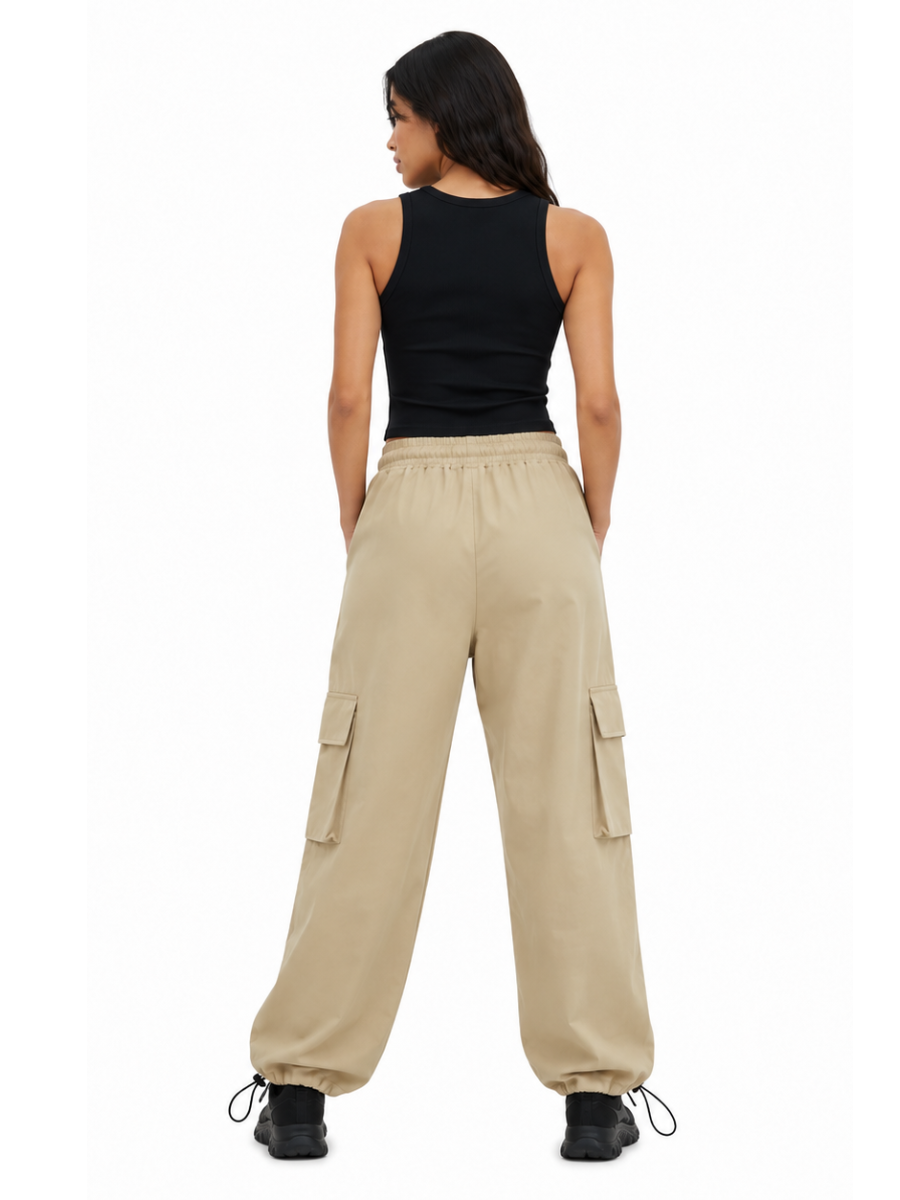 JOGGER CARGO NOVA MUJER HUESO PIERNA ANCHA TELA NOVA URBANO CASUAL - 2