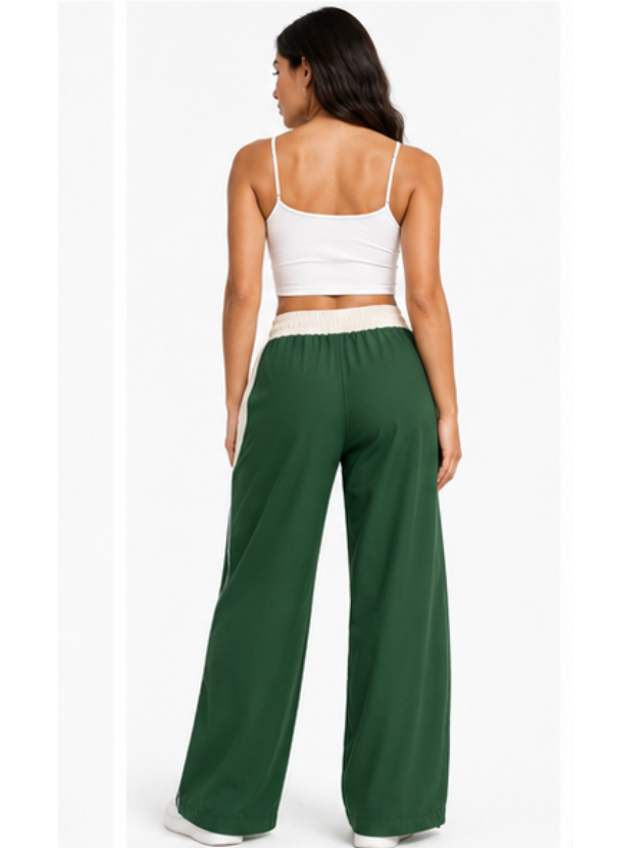JOGGER NOVA BICOLOR PANTALON URBANO CASUAL TELA NOVA CINTURA ELASTICADA PIERNA ANCHA CON CORDON AJUSTABLE ESTILO JUVENIL - 2