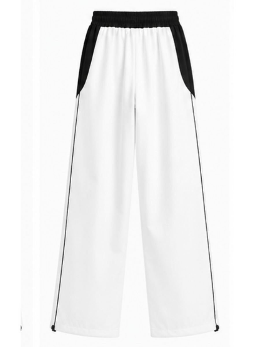 JOGGER NOVA BICOLOR BLANCO PANTALON URBANO CASUAL TELA NOVA CINTURA ELASTICADA PIERNA ANCHA CORDON AJUSTABLE JUVENIL - 7