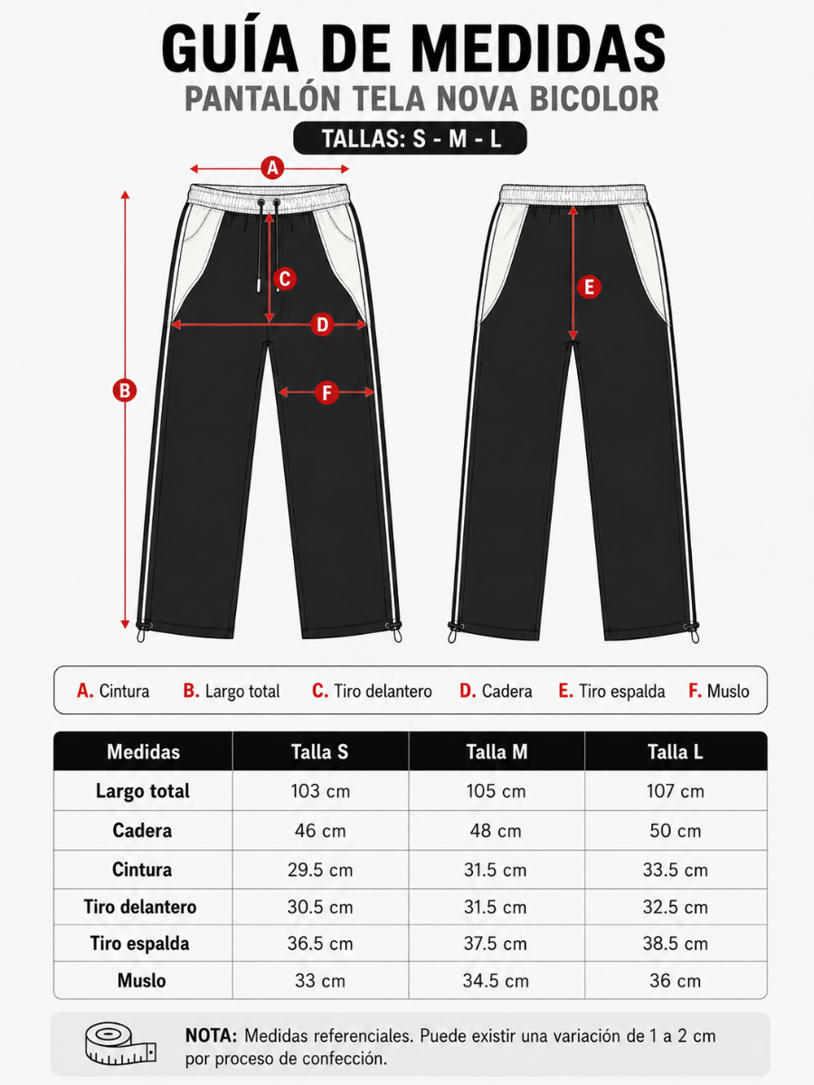 PANTALÓN JOGGER NOVA BICOLOR NEGRO CON HUESO PRETINA ELÁSTICA CORDÓN AJUSTABLE PIERNA ANCHA TELA NOVA URBANO CASUAL - 3