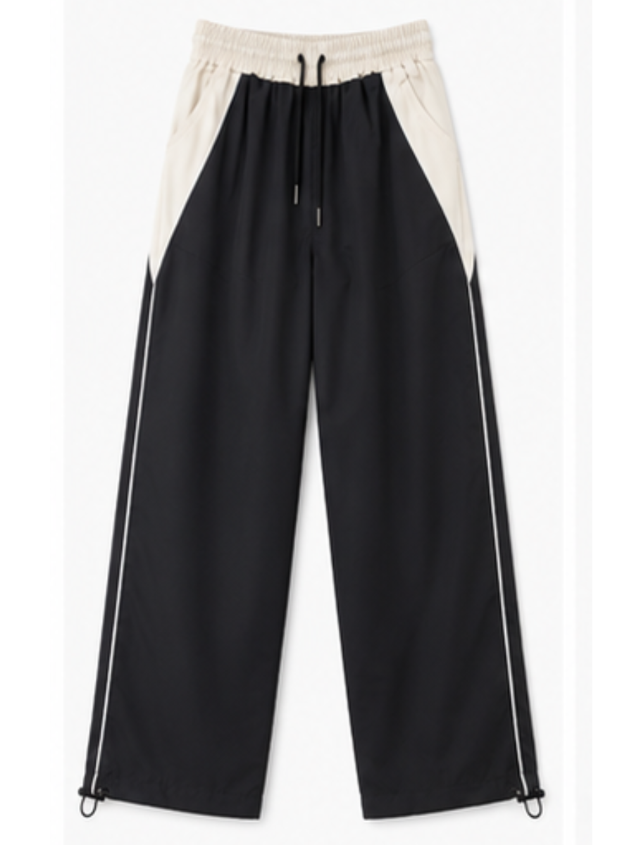 PANTALÓN JOGGER NOVA BICOLOR NEGRO CON HUESO PRETINA ELÁSTICA CORDÓN AJUSTABLE PIERNA ANCHA TELA NOVA URBANO CASUAL - 5