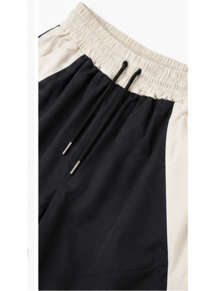 PANTALÓN JOGGER NOVA BICOLOR NEGRO CON HUESO PRETINA ELÁSTICA CORDÓN AJUSTABLE PIERNA ANCHA TELA NOVA URBANO CASUAL - 6