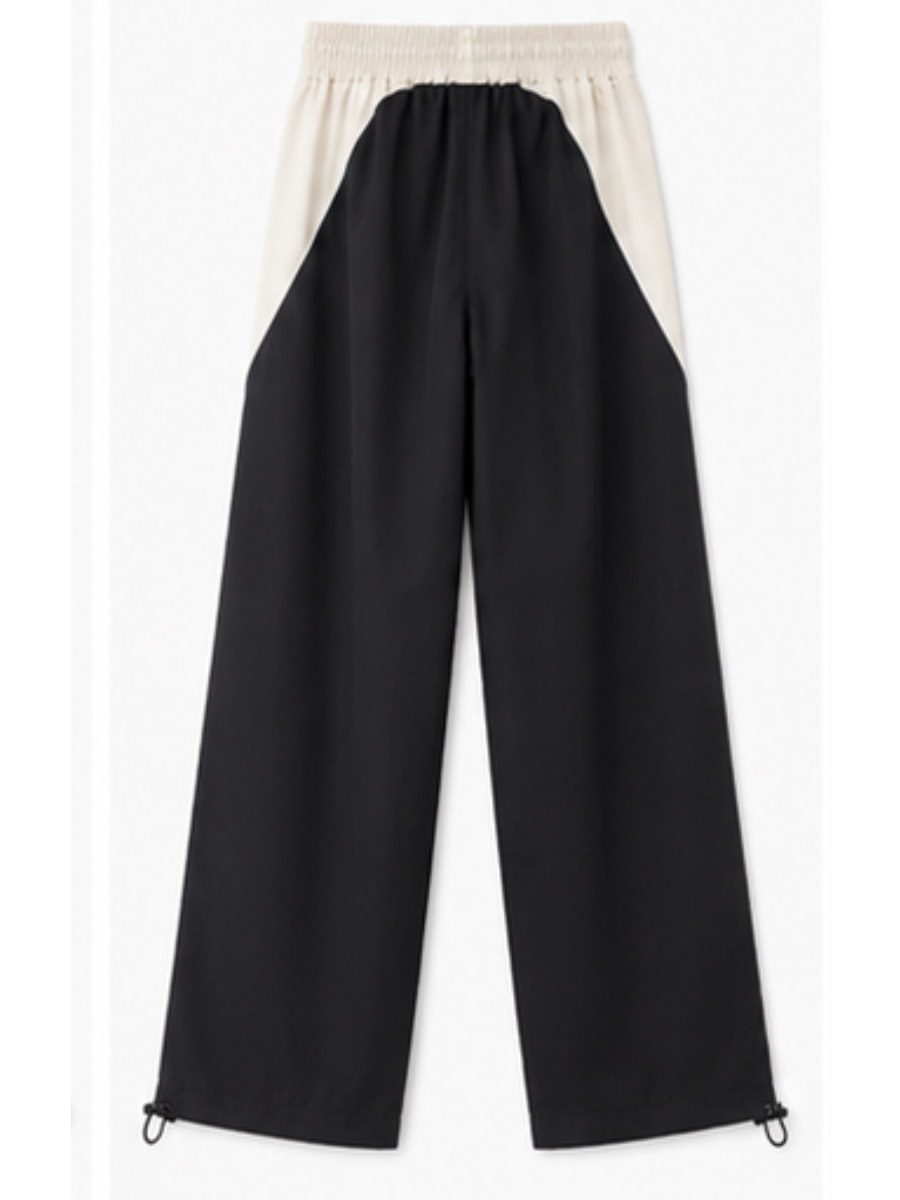 PANTALÓN JOGGER NOVA BICOLOR NEGRO CON HUESO PRETINA ELÁSTICA CORDÓN AJUSTABLE PIERNA ANCHA TELA NOVA URBANO CASUAL - 7
