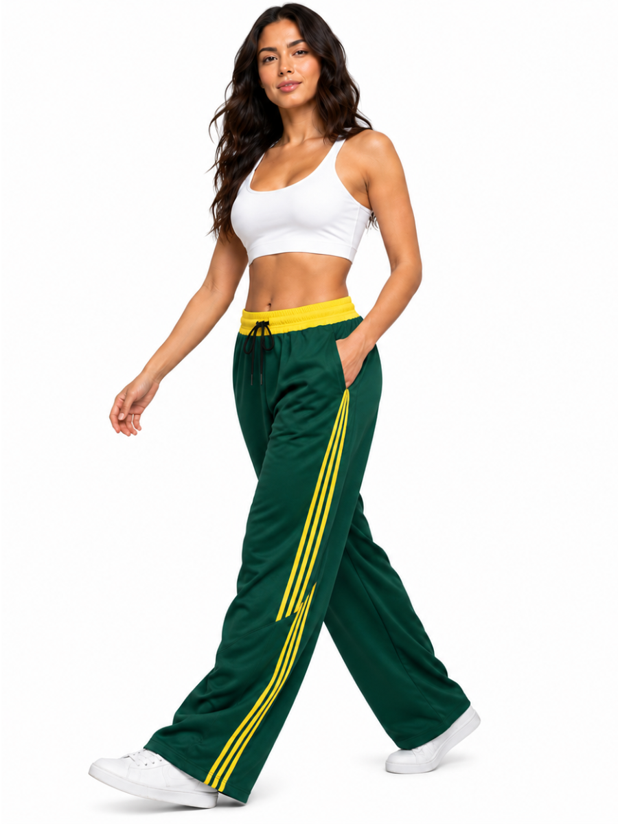 PANTALÓN DEPORTIVO NOVA TELA NOVA CINTURA ELASTICADA PIERNA ANCHA LÍNEAS LATERALES ESTILO URBANO CASUAL - 4
