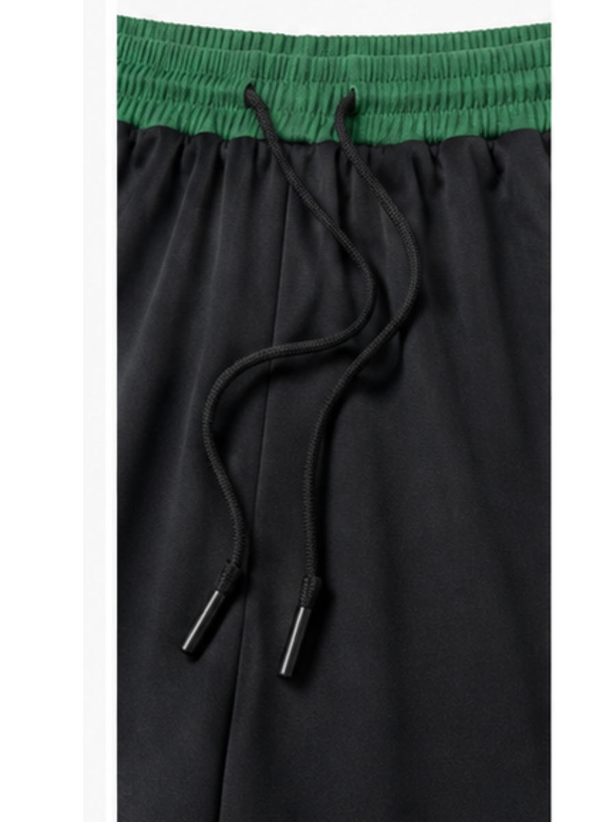 PANTALÓN DEPORTIVO NOVA NEGRO CON LÍNEAS VERDES TELA NOVA CINTURA ELASTICADA WIDELEG URBANO CASUAL - 5