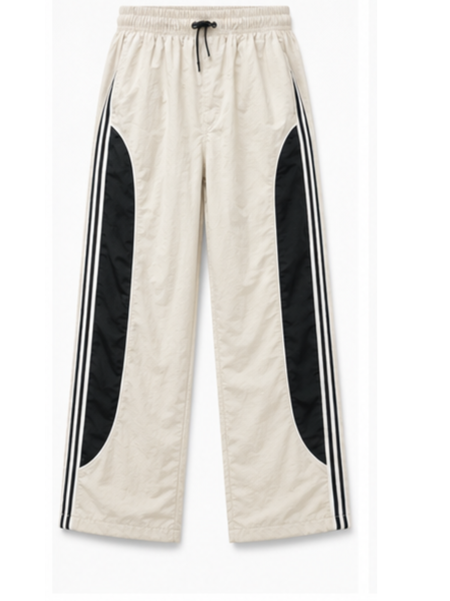 PANTALON POWER TRACK TELA MOJADA COLOR HUESO HOMBRE JOGGER WIDE LEG RAYAS LATERALES DEPORTIVO URBANO ELASTICADO - 6