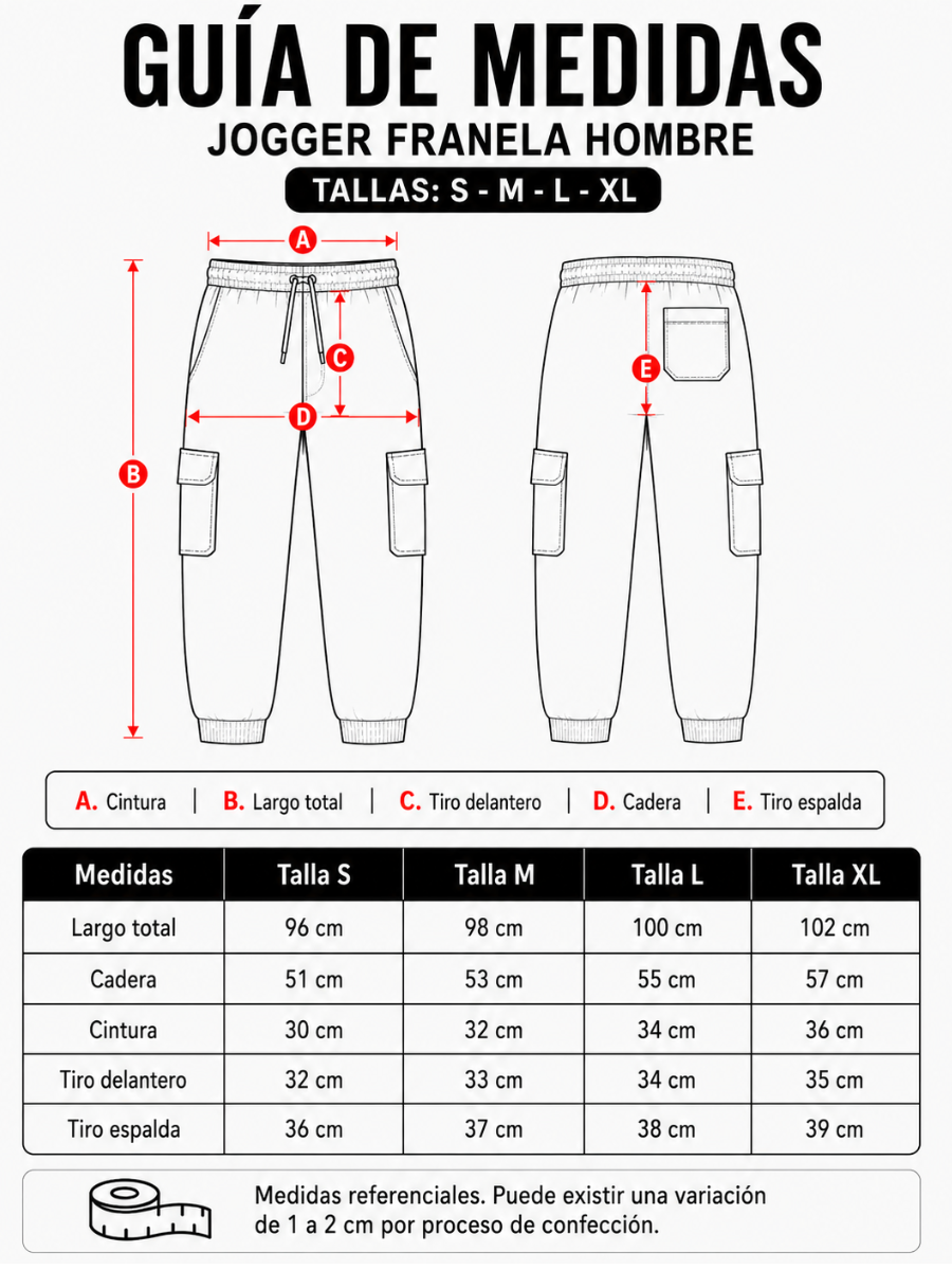 PANTALON JOGGER CARGO FRANELA HOMBRE AZUL MARINO BOLSILLOS LATERALES ELASTICO CINTURA COMODO CASUAL - 3