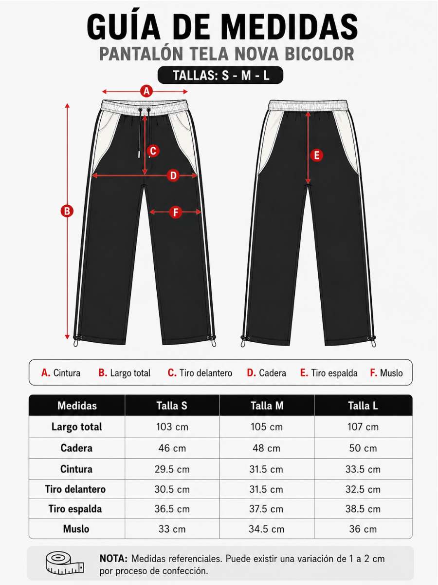 PANTALON BICOLOR TELA NOVA NEGRO HOMBRE CORTE WIDE LEG CINTURA ELASTICA CORDONES AJUSTABLES MODA URBANA CASUAL BOLSILLOS - 2