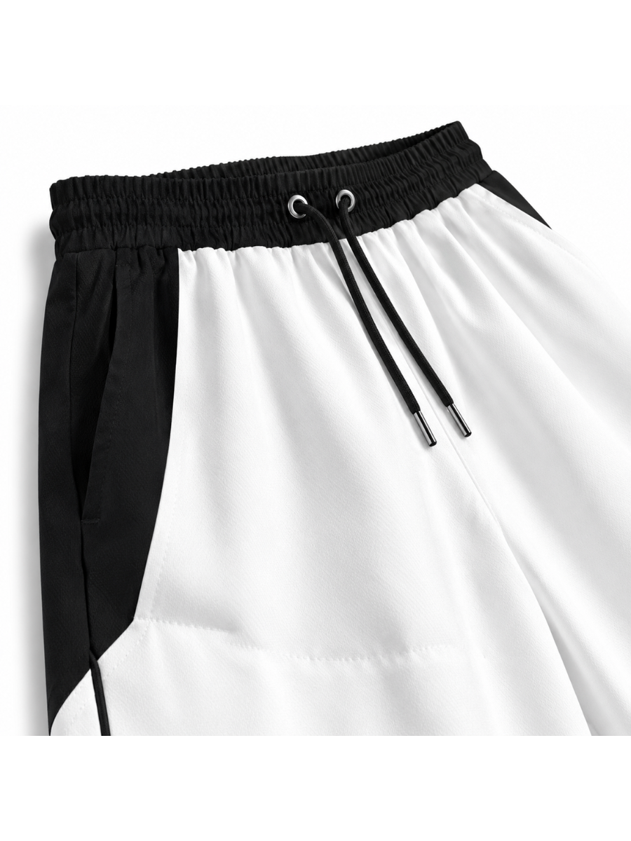 PANTALON BICOLOR TELA NOVA BLANCO HOMBRE WIDE LEG CINTURA ELASTICA CORDONES AJUSTABLES MODA URBANA CASUAL 2024 BOLSILLOS NOVA - 6