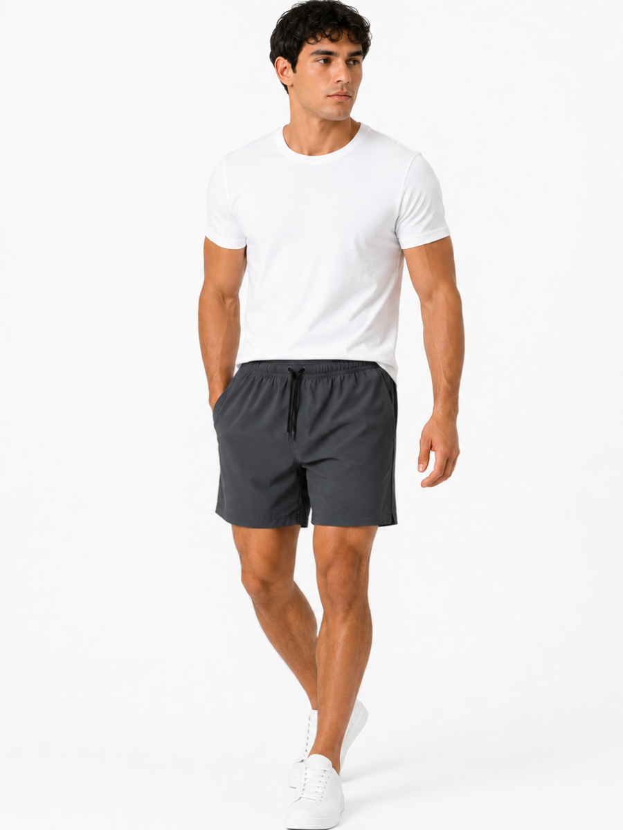 SHORT NOVA HOMBRE TELA NOVA GRIS REGULAR PRETINA ELASTICA CORDON AJUSTABLE BOLSILLOS - 1