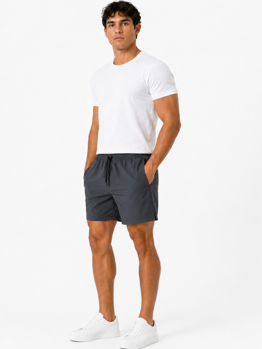 SHORT NOVA HOMBRE TELA NOVA GRIS REGULAR PRETINA ELASTICA CORDON AJUSTABLE BOLSILLOS - 3