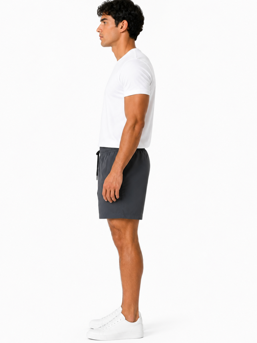 SHORT NOVA HOMBRE TELA NOVA GRIS REGULAR PRETINA ELASTICA CORDON AJUSTABLE BOLSILLOS - 4