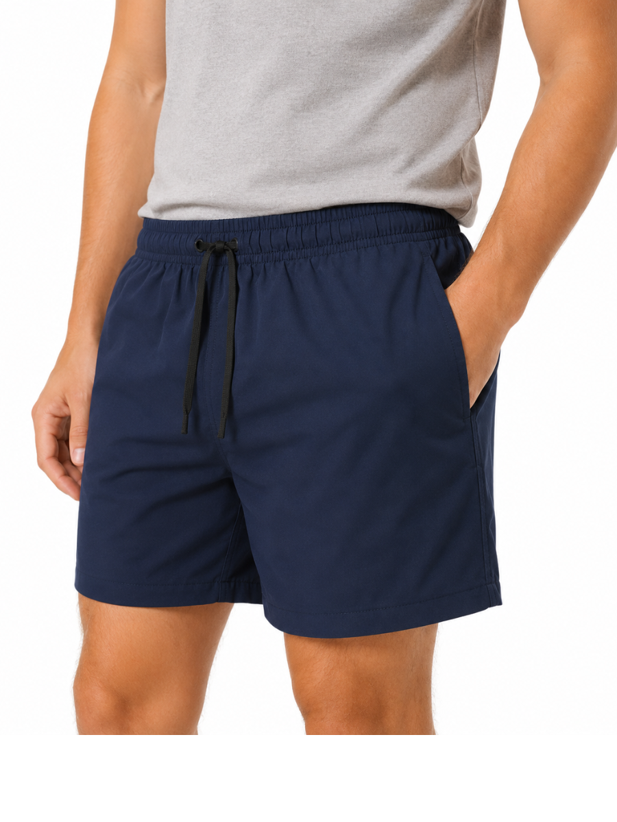 SHORT NOVA TELA NOVA AZUL MARINO REGULAR PRETINA ELASTICA CORDON BOLSILLOS HOMBRE - 1