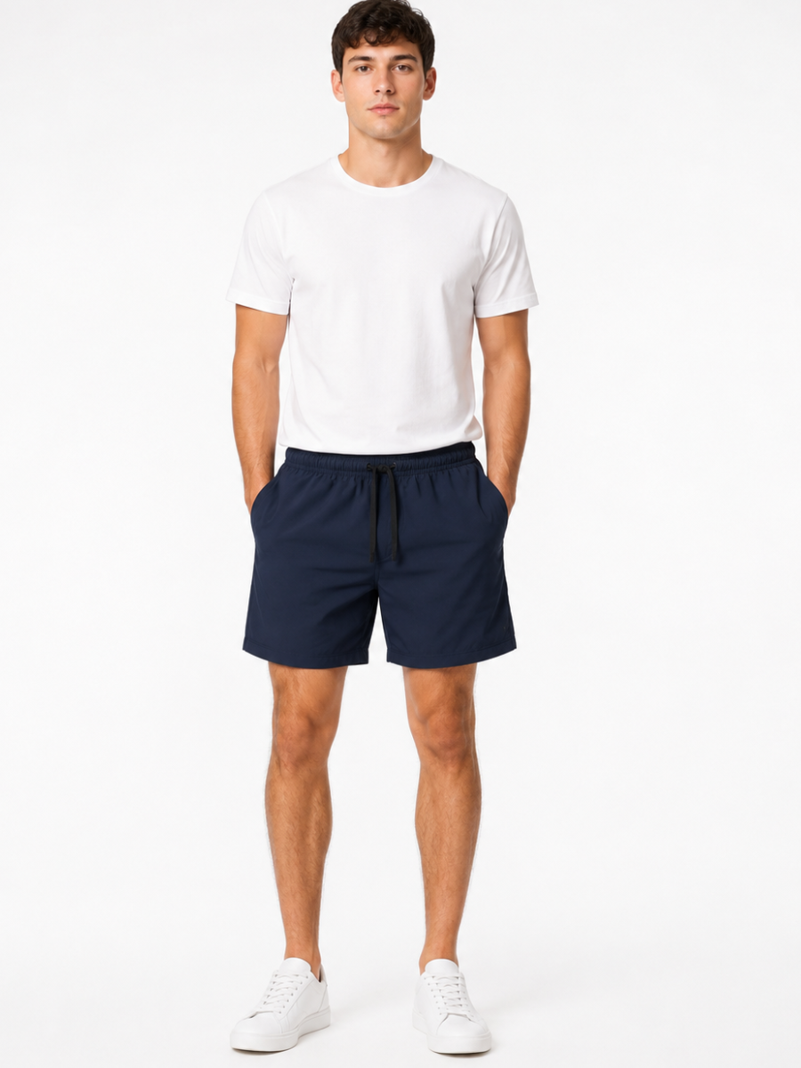 SHORT NOVA TELA NOVA AZUL MARINO REGULAR PRETINA ELASTICA CORDON BOLSILLOS HOMBRE - 3