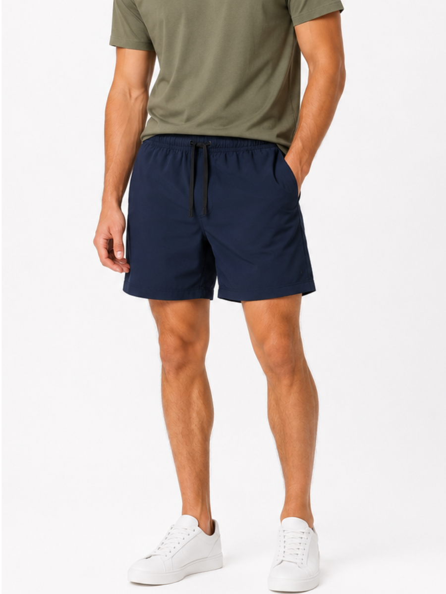 SHORT NOVA TELA NOVA AZUL MARINO REGULAR PRETINA ELASTICA CORDON BOLSILLOS HOMBRE - 6
