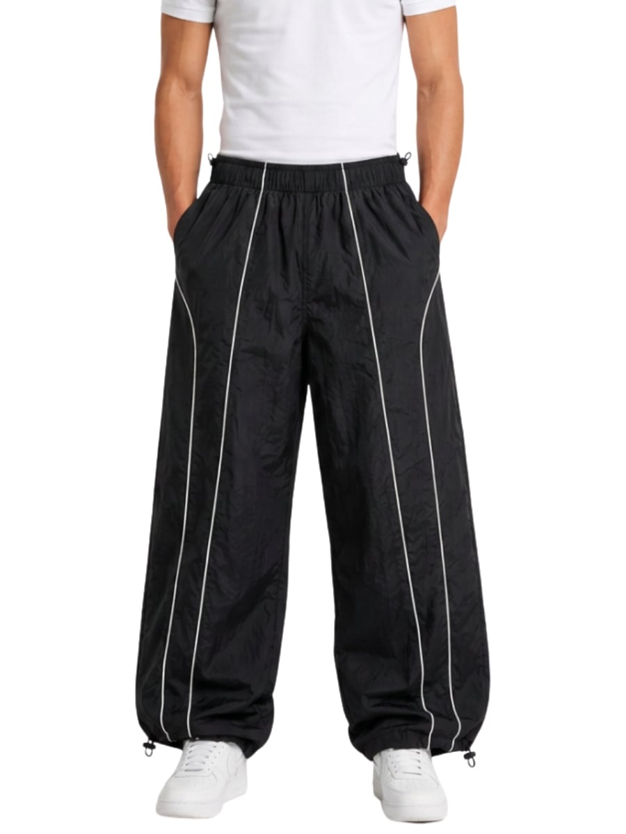 PANTALON PARACHUTE OVERSIZED HOMBRE WIDE LEG PIERNA ANCHA NEGRO - 1