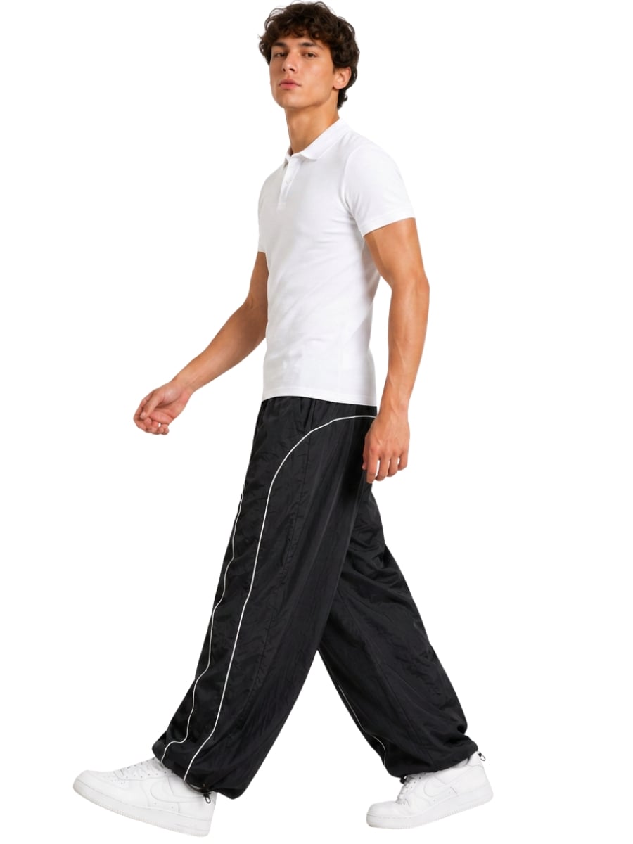 PANTALON PARACHUTE OVERSIZED HOMBRE WIDE LEG PIERNA ANCHA NEGRO - 2