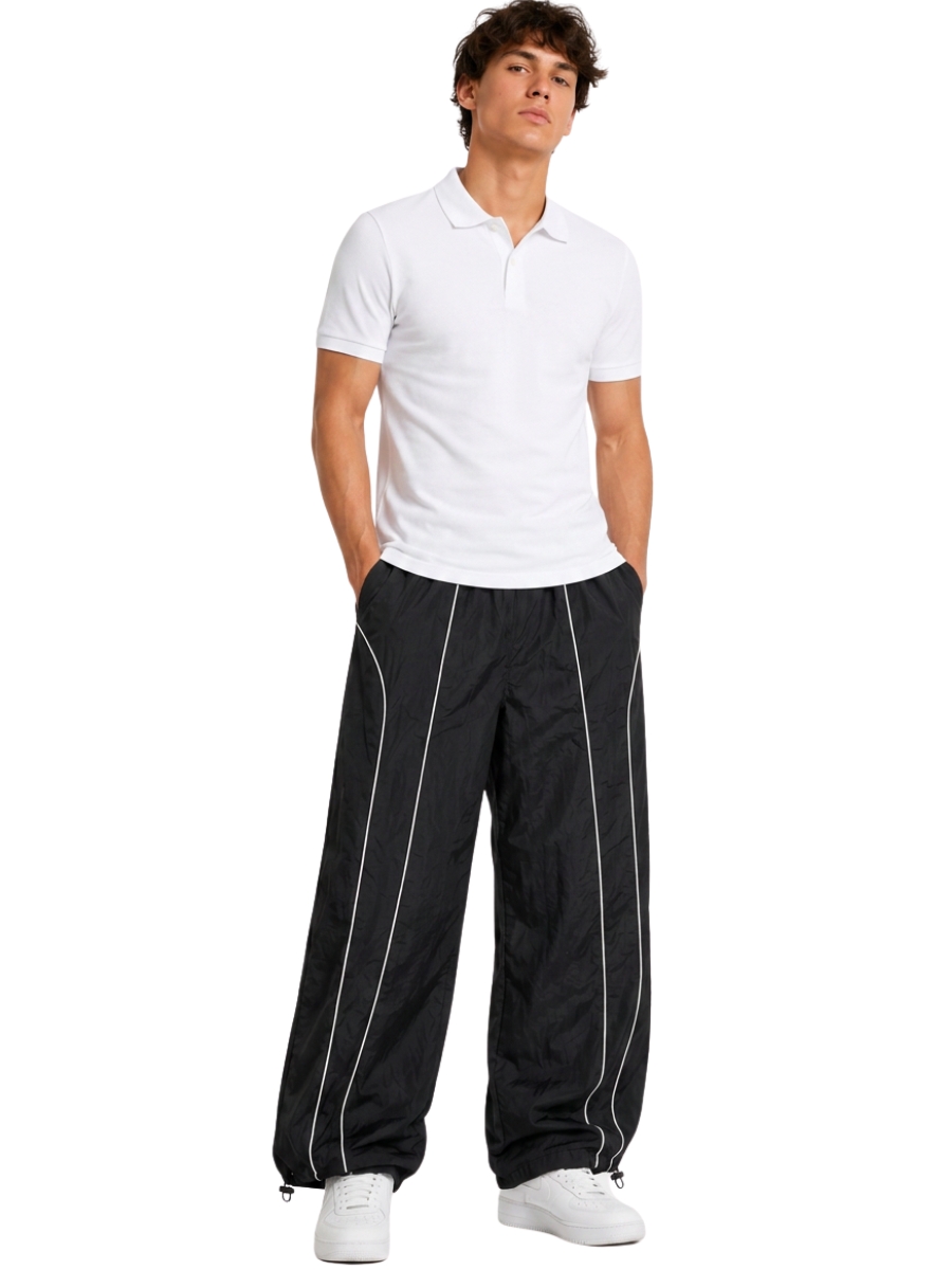 PANTALON PARACHUTE OVERSIZED HOMBRE WIDE LEG PIERNA ANCHA NEGRO - 5