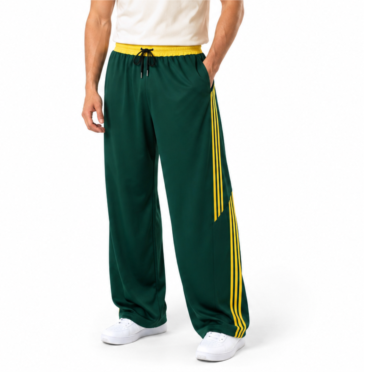 PANTALON DEPORTIVO JOGGER HOLGADO PARA HOMBRE CON FRANJAS LATERALES Y BOLSILLOS - 4