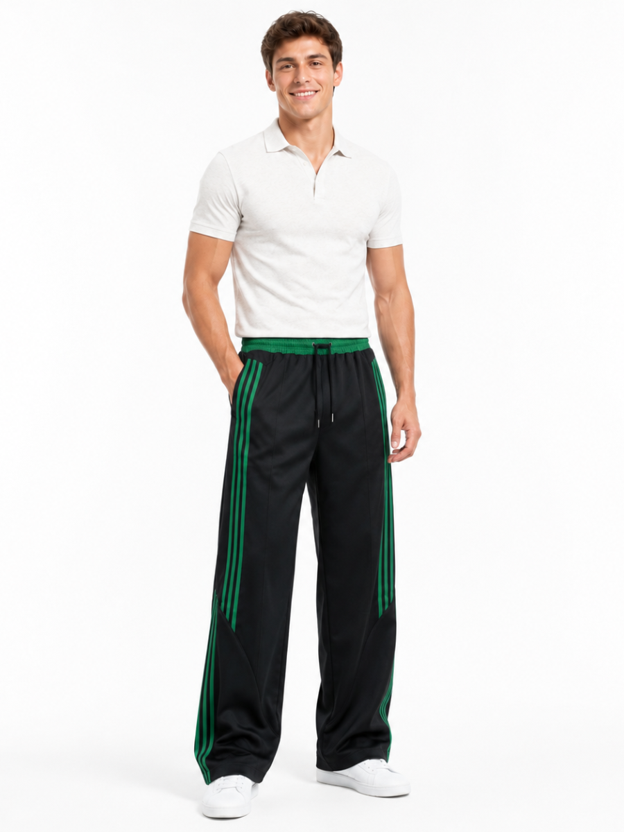 PANTALÓN DEPORTIVO PARA HOMBRE DE CORTE AMPLIO CON FRANJAS LATERALES, CINTURA ELÁSTICA Y DISEÑO URBANO CÓMODO Y MODERNO JOVEN - 1
