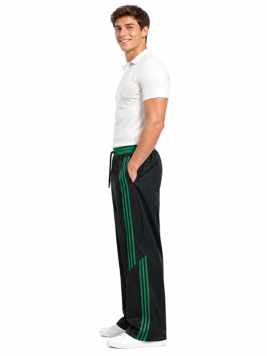 PANTALÓN DEPORTIVO PARA HOMBRE DE CORTE AMPLIO CON FRANJAS LATERALES, CINTURA ELÁSTICA Y DISEÑO URBANO CÓMODO Y MODERNO JOVEN - 4