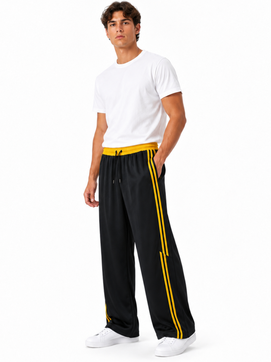 PANTALÓN DEPORTIVO PARA HOMBRE DE CORTE AMPLIO CON FRANJAS LATERALES, CINTURA ELÁSTICA Y DISEÑO URBANO CÓMODO Y MODERNO JOVEN - 5