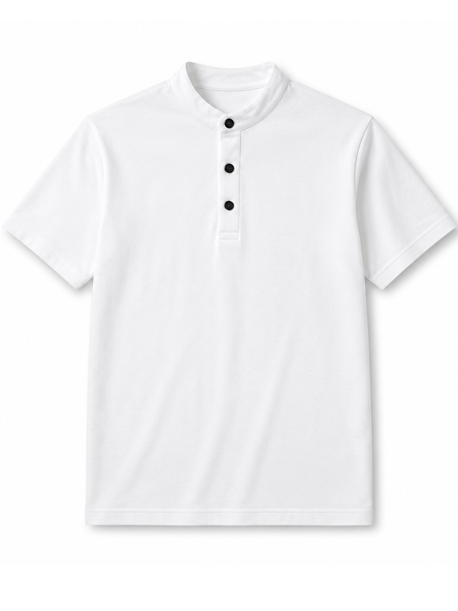 POLO HOMBRE CUELLO NERU MANGA CORTA BOTONES ALGODON JERSEY CASUAL ELEGANTE OFICINA VERANO - 5