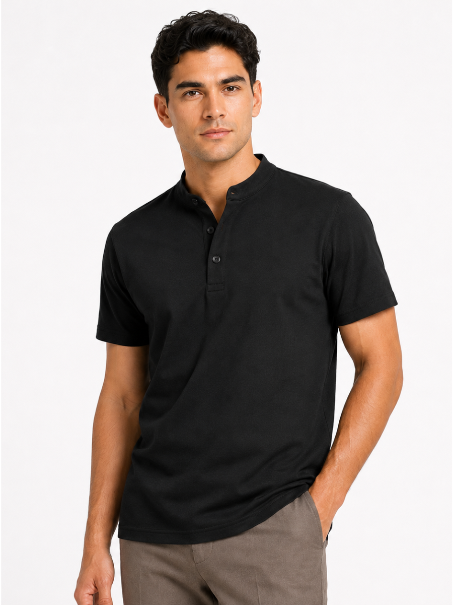 POLO CUELLO NERU PARA HOMBRE MANGA CORTA EN ALGODÓN JERSEY REGULAR FIT CASUAL ELEGANTE CÓMODO Y VERSÁTIL PARA USO DIARIO - 1