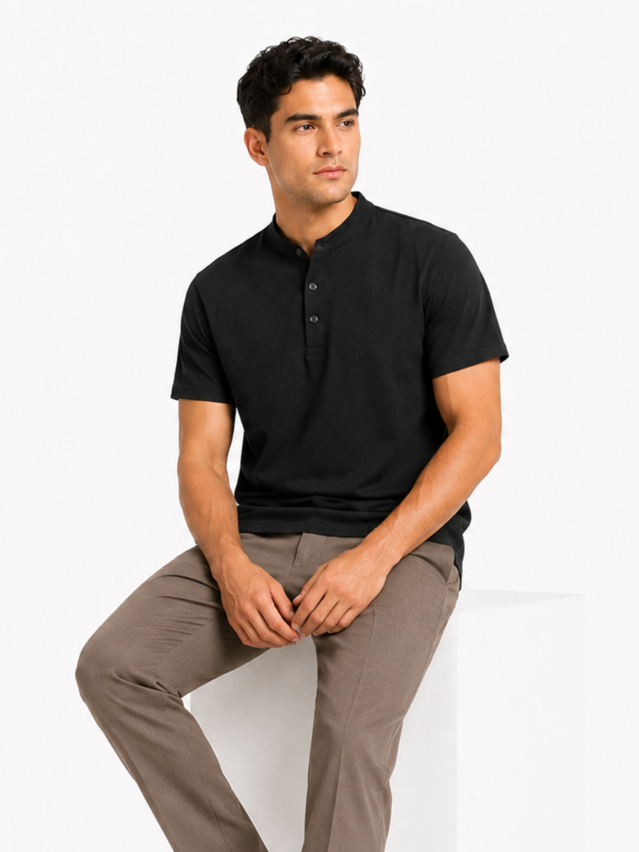 POLO CUELLO NERU PARA HOMBRE MANGA CORTA EN ALGODÓN JERSEY REGULAR FIT CASUAL ELEGANTE CÓMODO Y VERSÁTIL PARA USO DIARIO - 3