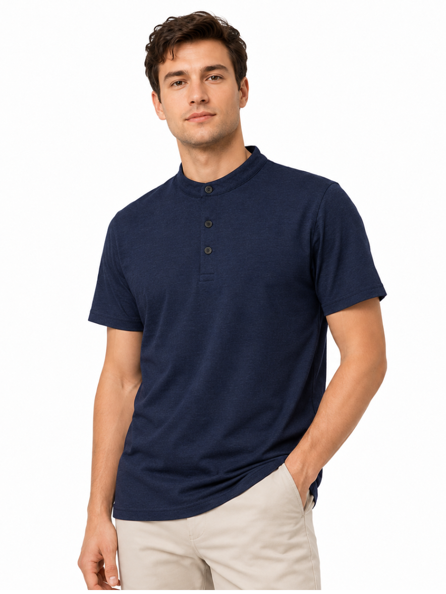 POLO CUELLO NERU PARA HOMBRE MANGA CORTA ALGODÓN JERSEY REGULAR FIT CASUAL ELEGANTE CÓMODO Y VERSÁTIL - 1