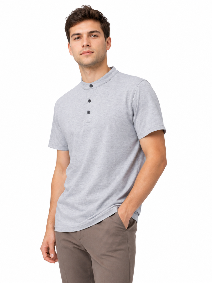 POLO CUELLO NERU PARA HOMBRE MANGA CORTA ALGODÓN JERSEY REGULAR FIT CASUAL ELEGANTE CÓMODO Y VERSÁTIL - 1