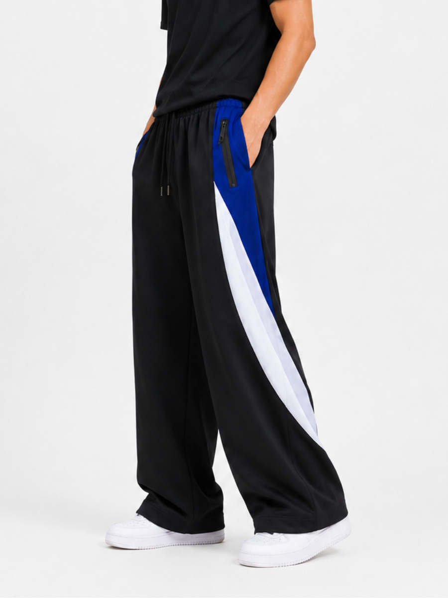 PANTALON DEPORTIVO HOMBRE PIERNA ANCHA WIDE LEG BOLSILLOS CON CIERRE TELA NOVA BUZO ENTRENAMIENTO - 1