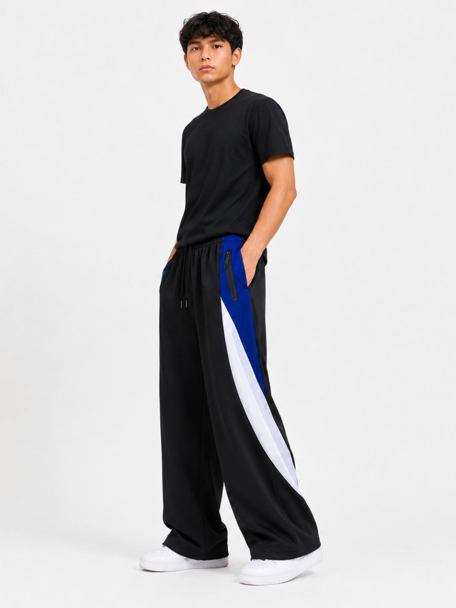 PANTALON DEPORTIVO HOMBRE PIERNA ANCHA WIDE LEG BOLSILLOS CON CIERRE TELA NOVA BUZO ENTRENAMIENTO - 3