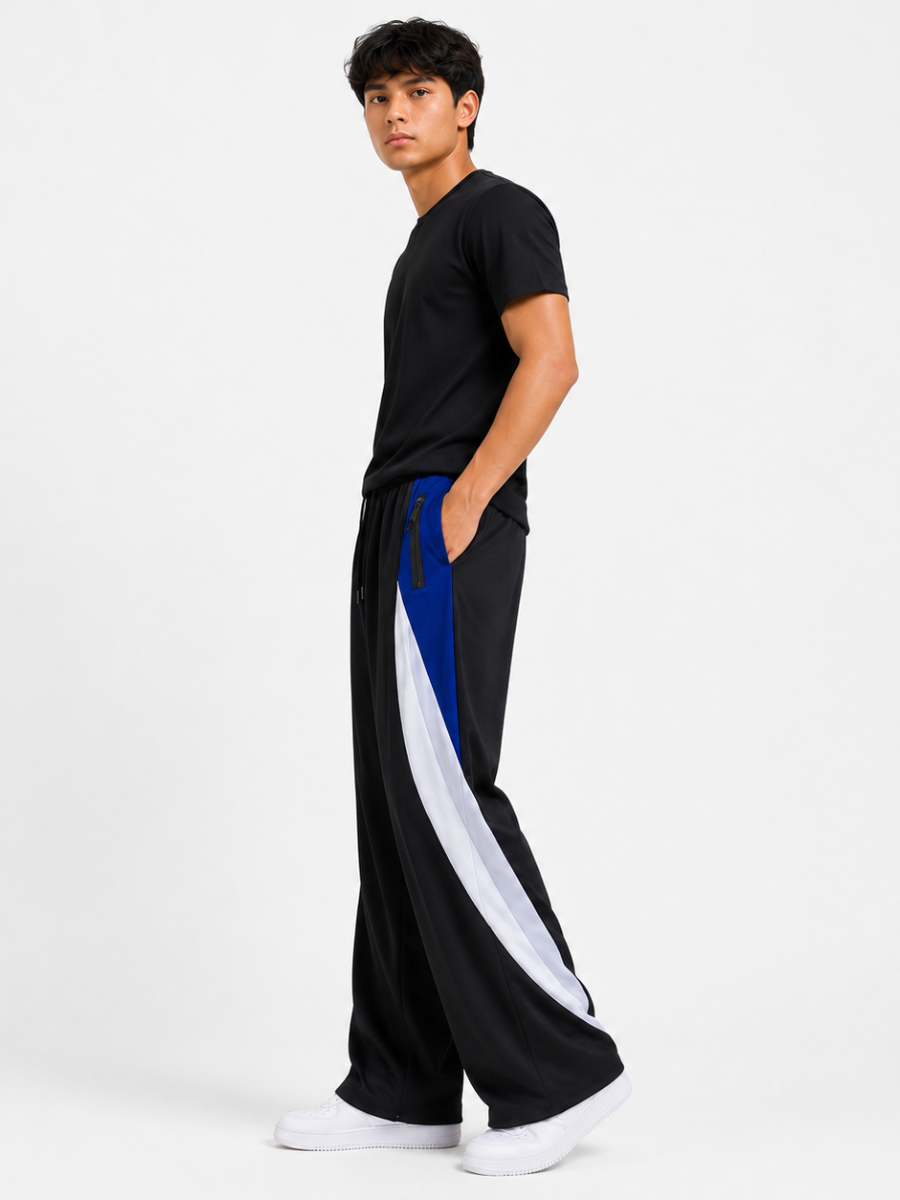 PANTALON DEPORTIVO HOMBRE PIERNA ANCHA WIDE LEG BOLSILLOS CON CIERRE TELA NOVA BUZO ENTRENAMIENTO - 4