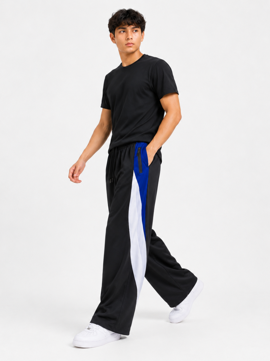 PANTALON DEPORTIVO HOMBRE PIERNA ANCHA WIDE LEG BOLSILLOS CON CIERRE TELA NOVA BUZO ENTRENAMIENTO - 5