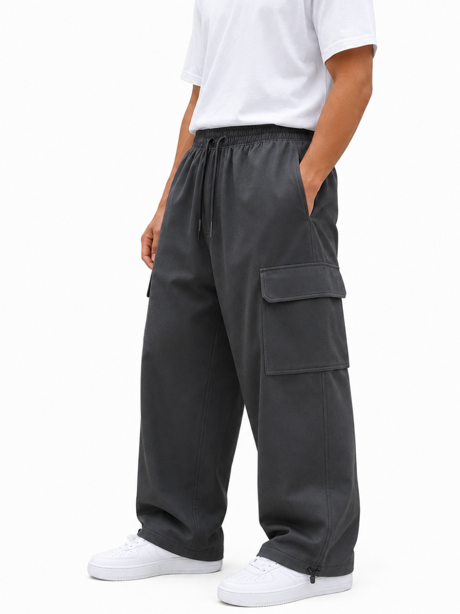 PANTALON CARGO OVERSIZED HOMBRE TELA NOVA STREETWEAR PIERNA ANCHA BOLSILLOS - 1