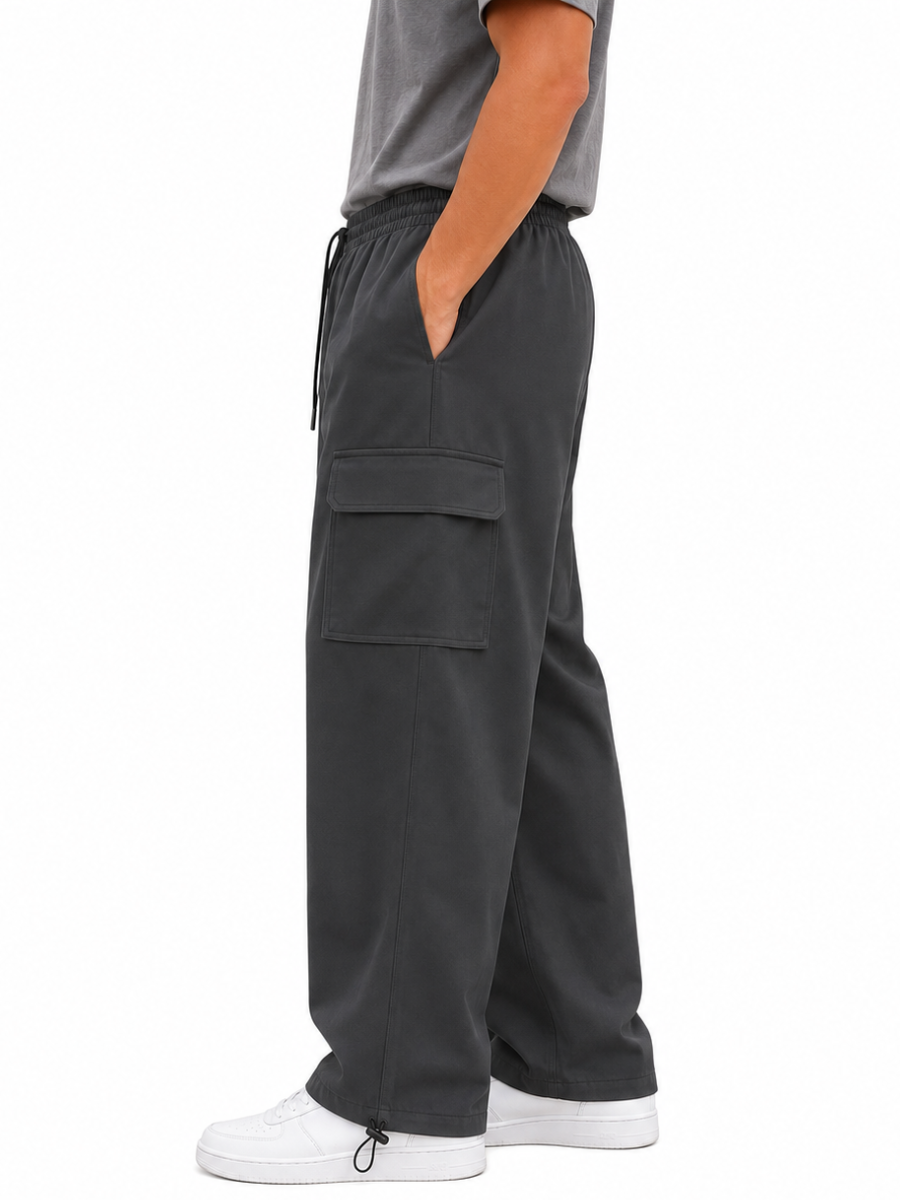 PANTALON CARGO OVERSIZED HOMBRE TELA NOVA STREETWEAR PIERNA ANCHA BOLSILLOS - 3