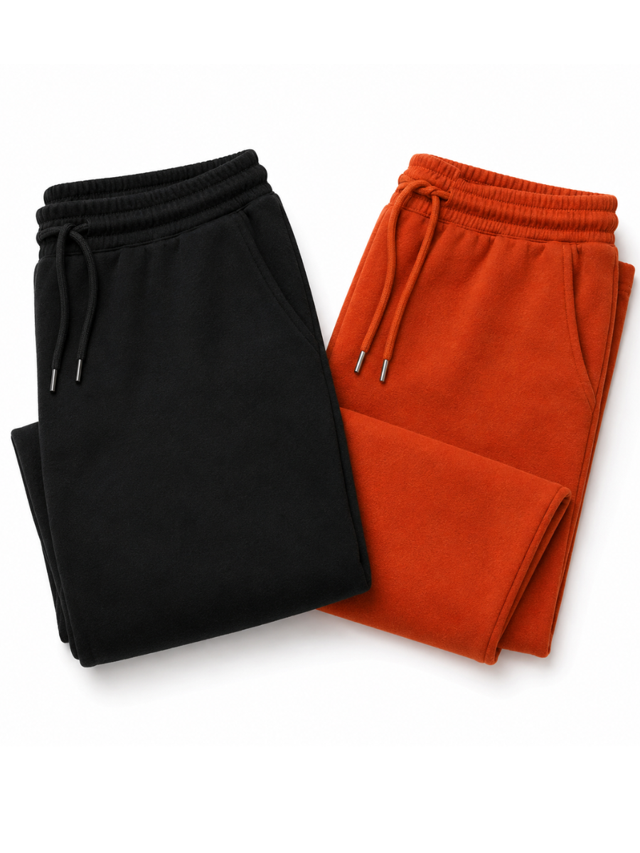 PACK X2 PANTALONES PALAZZO DE FRANELA PARA MUJER ESTILO CASUAL ANCHO NEGRO Y LACRE - 7