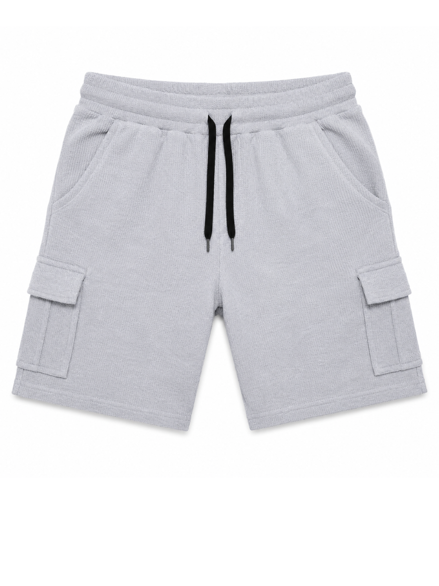 PACK DE 2 SHORTS CARGO TELA WAFFLE DISEÑO CASUAL BEIGE Y GRIS MELANGE - 3