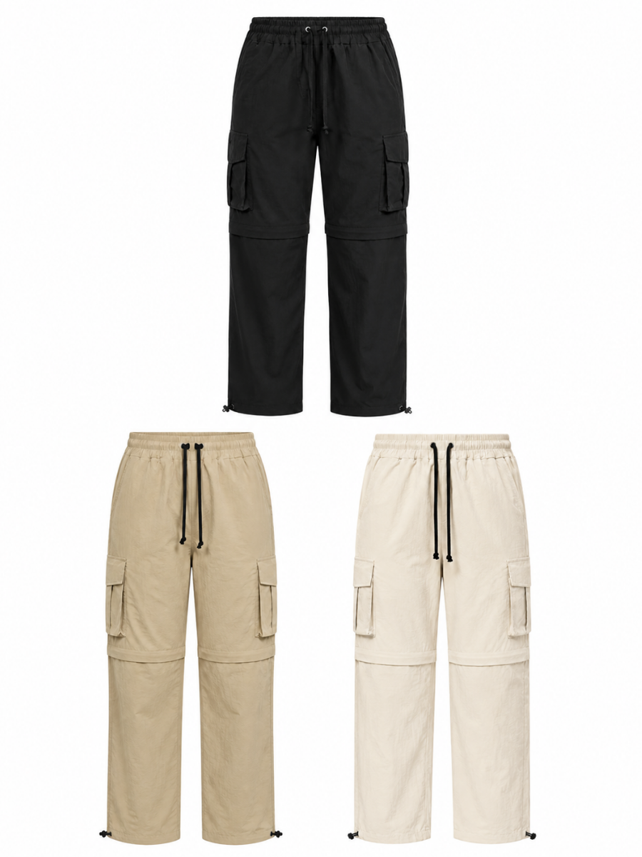 3XPACK PANTALON CARGO CONVERTIBLE HOMBRE LIGERO MULTIUSO PARA CAMPING HUESO NEGRO BEIGE - 1
