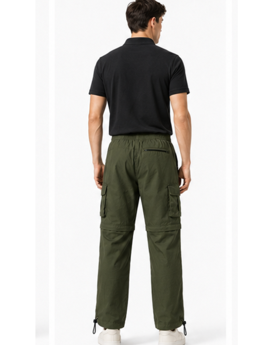 PACK X3 PANTALON CARGO 2 EN 1 CONVERTIBLE  HOMBRE TELA MOJADA VIAJE Y TREKKING VERDE HUESO NEGRO - 4