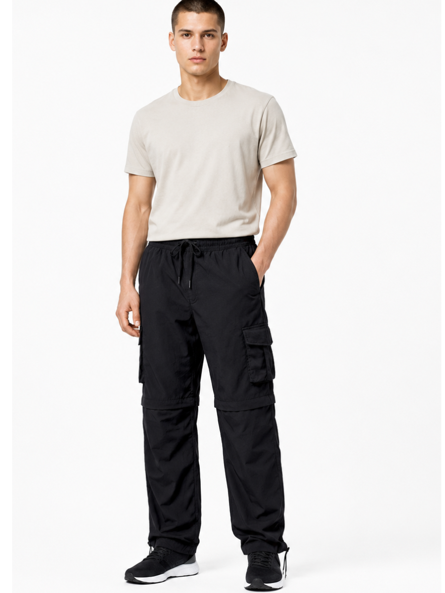 PACK X3 PANTALON CARGO 2 EN 1 CONVERTIBLE  HOMBRE TELA MOJADA VIAJE Y TREKKING VERDE HUESO NEGRO - 7