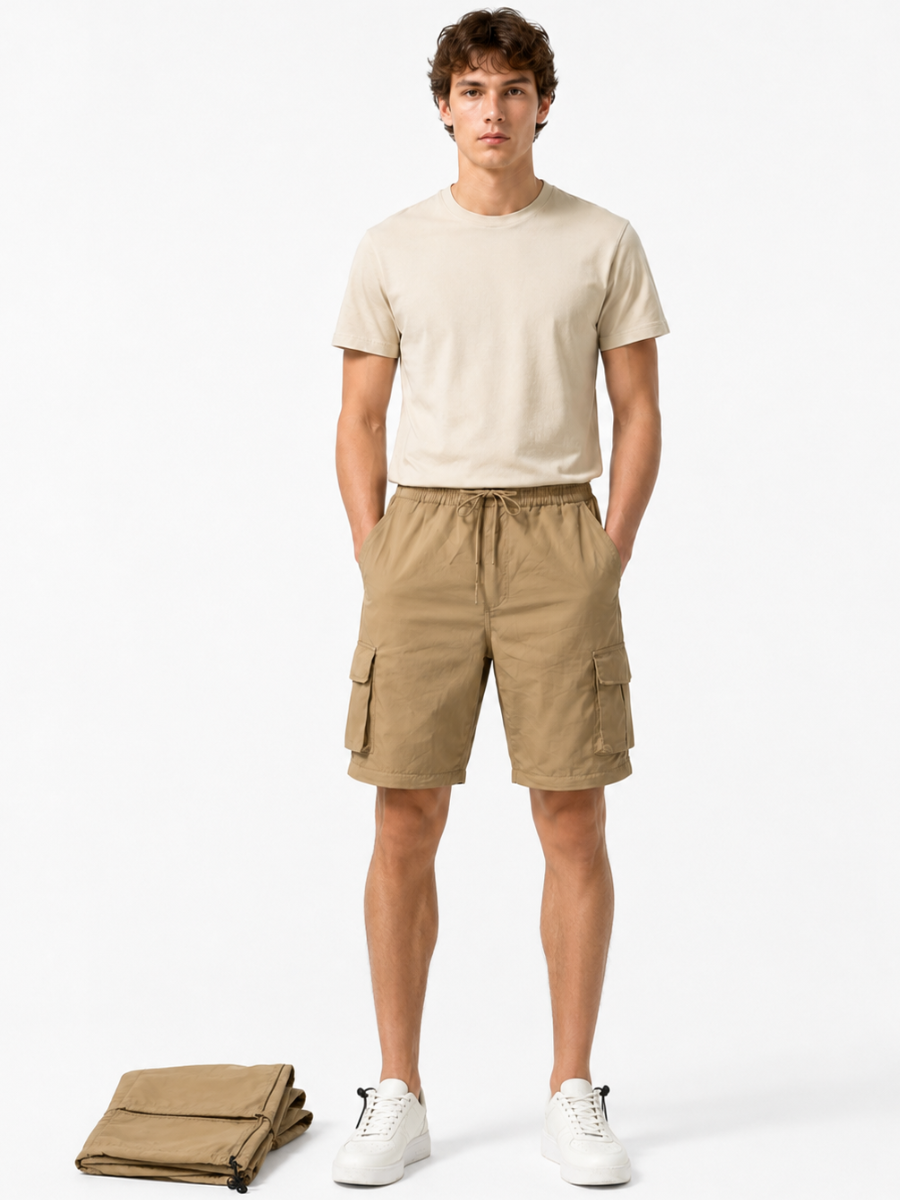 PACK X3 PANTALON CARGO CONVERTIBLE DESMONTABLE HOMBRE TELA LIGERA OUTDOOR TONOS HUESO VERDE BEIGE - 5