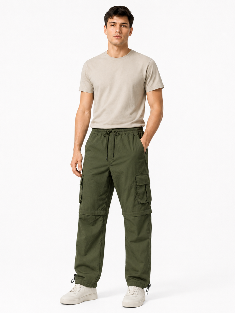 PACK X3 PANTALON CARGO CONVERTIBLE DESMONTABLE HOMBRE TELA LIGERA OUTDOOR TONOS HUESO VERDE BEIGE - 7