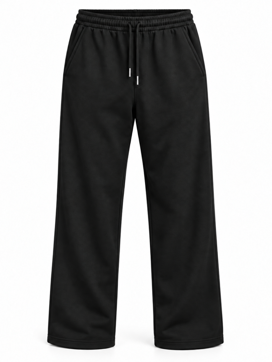 PANTALON BUZO FRENCH TERRY ALGODON HOMBRE JOGGER DEPORTIVO CASUAL CORTE RECTO CON BOLSILLOS USO DIARIO NEGRO - 4