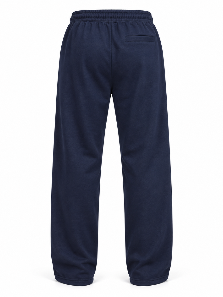 PANTALON BUZO FRENCH TERRY ALGODON HOMBRE JOGGER CASUAL CORTE RECTO DEPORTIVO CON BOLSILLOS USO DIARIO AZUL MARINO - 5