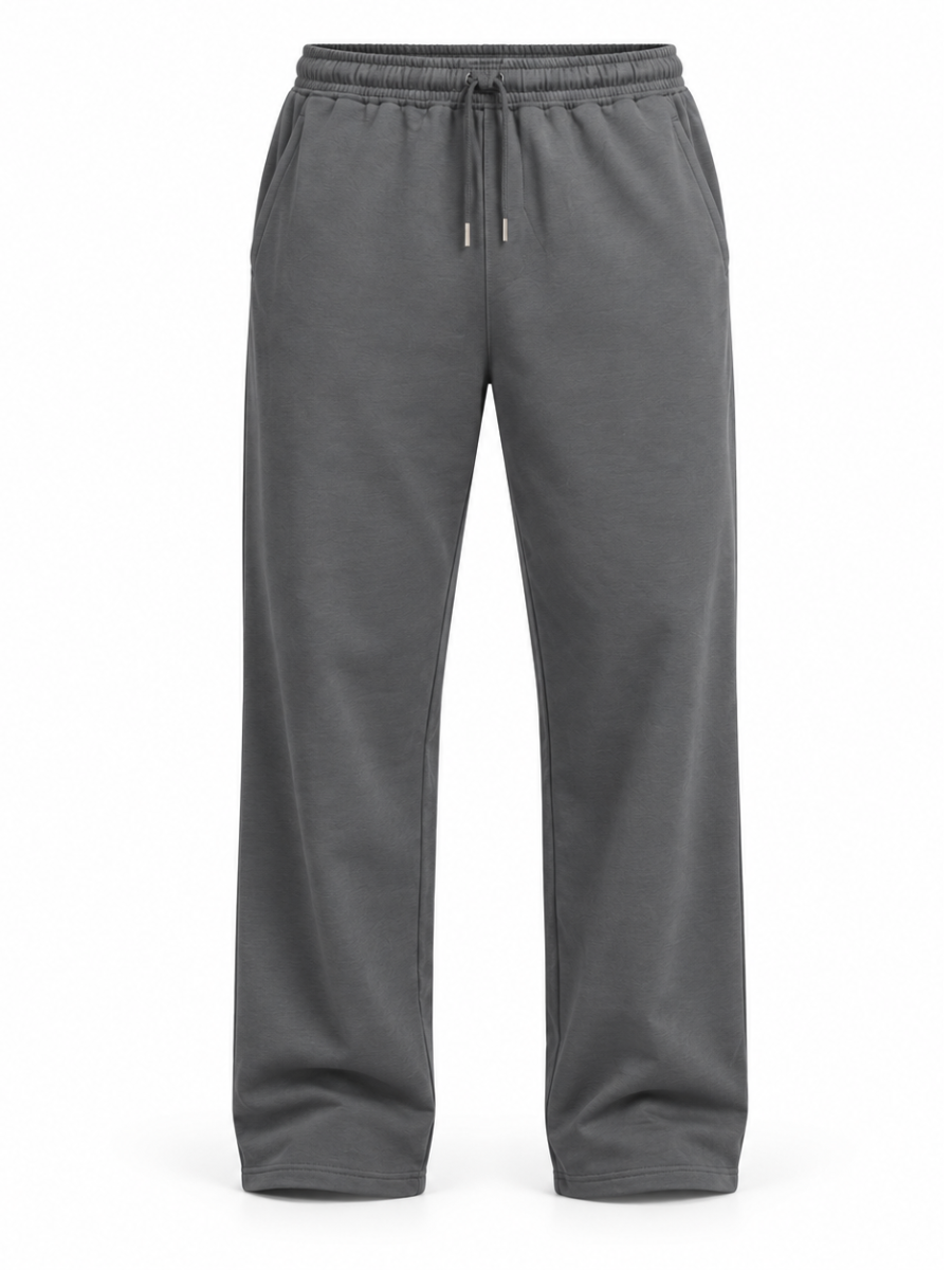 PANTALON BUZO FRENCH TERRY ALGODON HOMBRE JOGGER CASUAL CORTE RECTO DEPORTIVO CON BOLSILLOS USO DIARIO GRIS OSCURO - 3