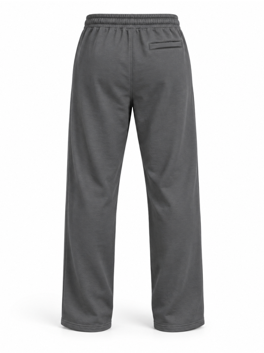 PANTALON BUZO FRENCH TERRY ALGODON HOMBRE JOGGER CASUAL CORTE RECTO DEPORTIVO CON BOLSILLOS USO DIARIO GRIS OSCURO - 4