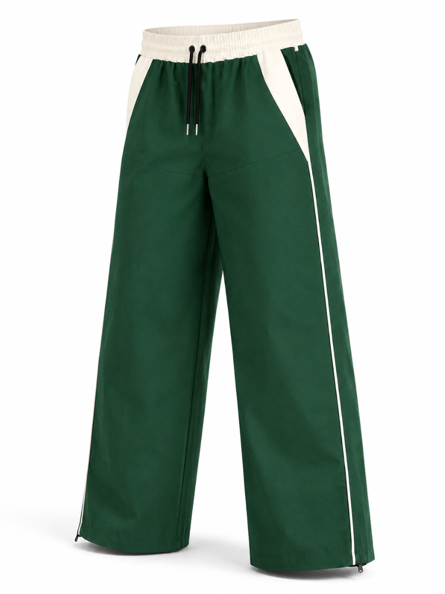 PANTALON HOMBRE WIDE LEG TELA NOVA MODA URBANA BICOLOR VERDE - 1