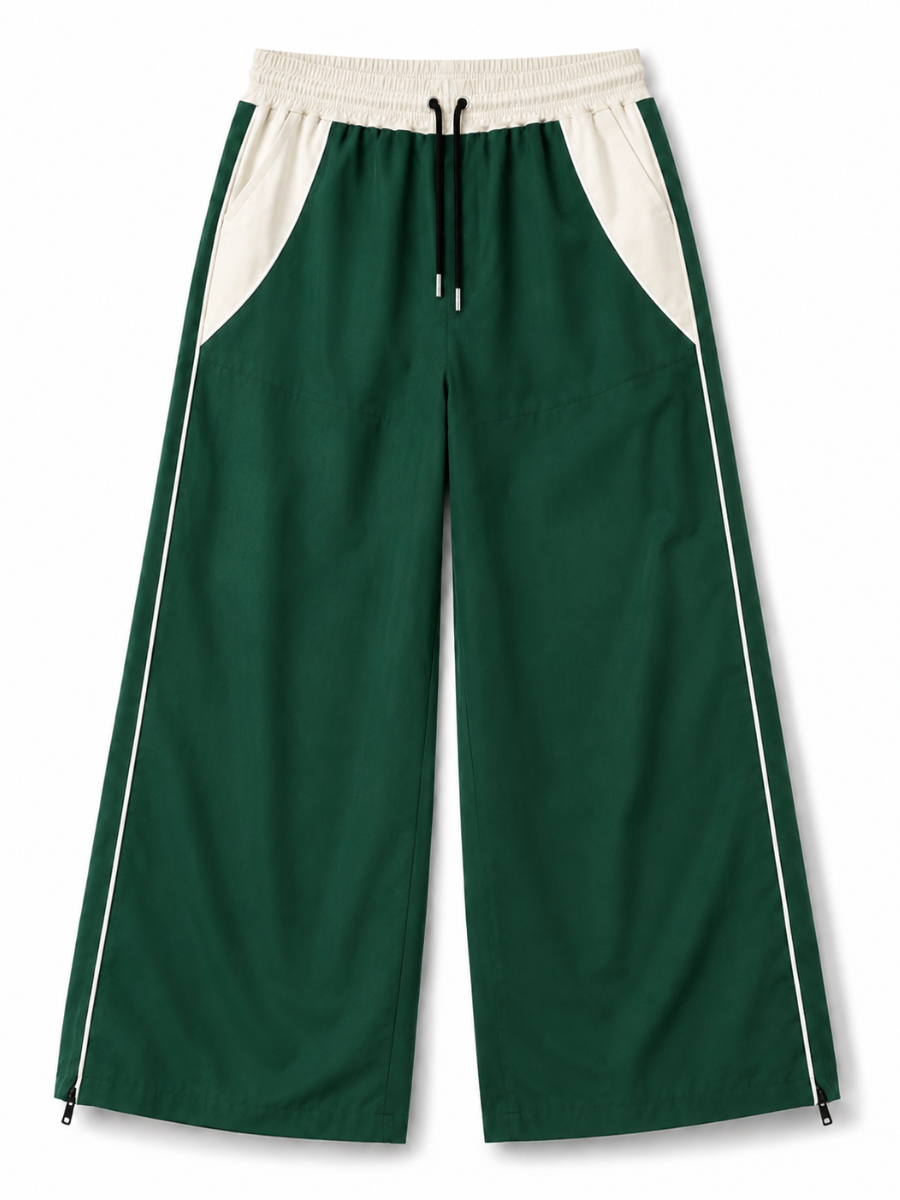 PANTALON HOMBRE WIDE LEG TELA NOVA MODA URBANA BICOLOR VERDE - 3